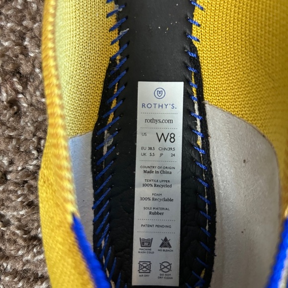 Rothy's Women’s Vibrant Yellow Flats with Blue Trim Size W8 - Picture 13 of 13